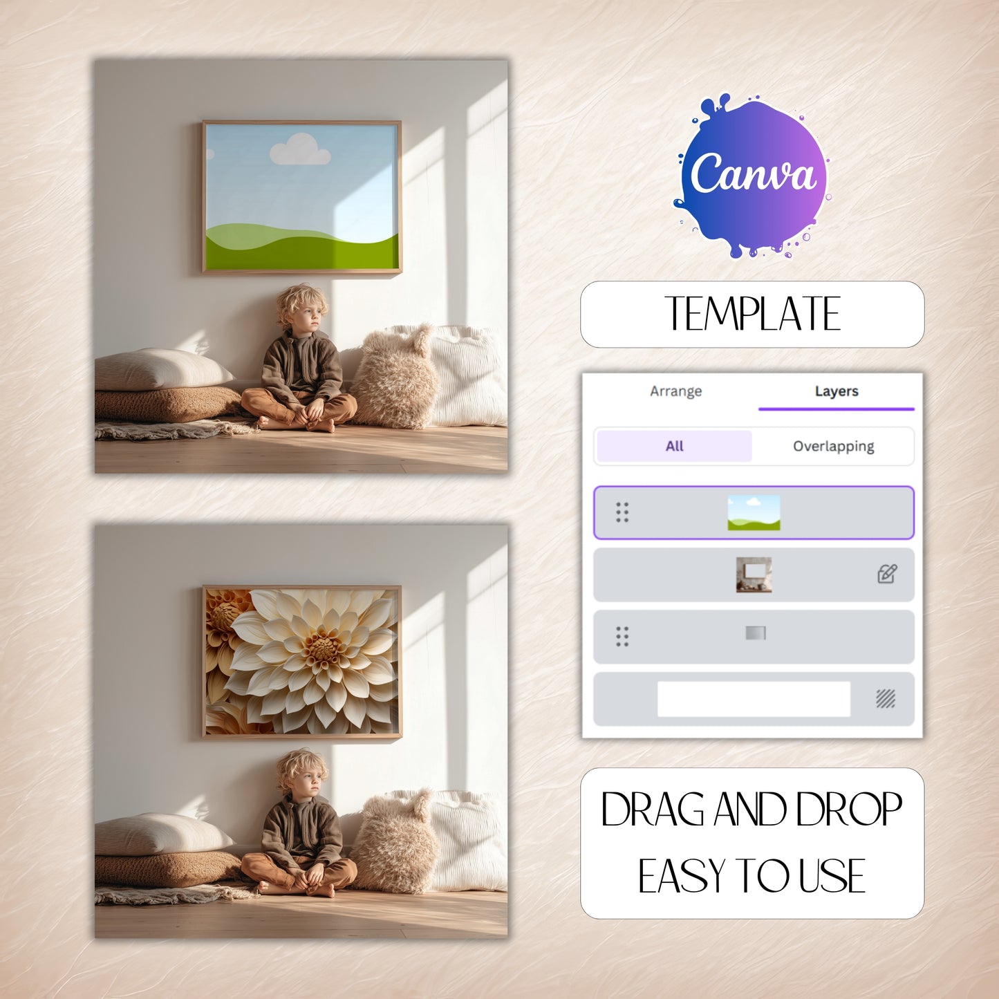 Wallart Mockup for Canva Drag and Drop