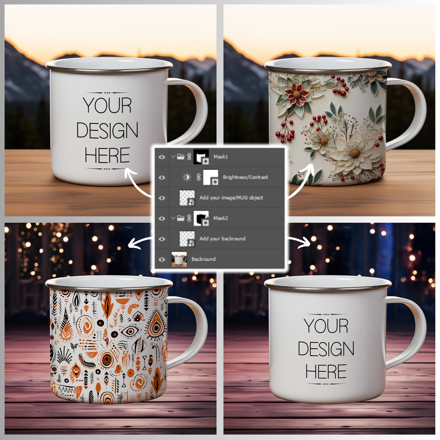 White Camping Cup Mockup Pack