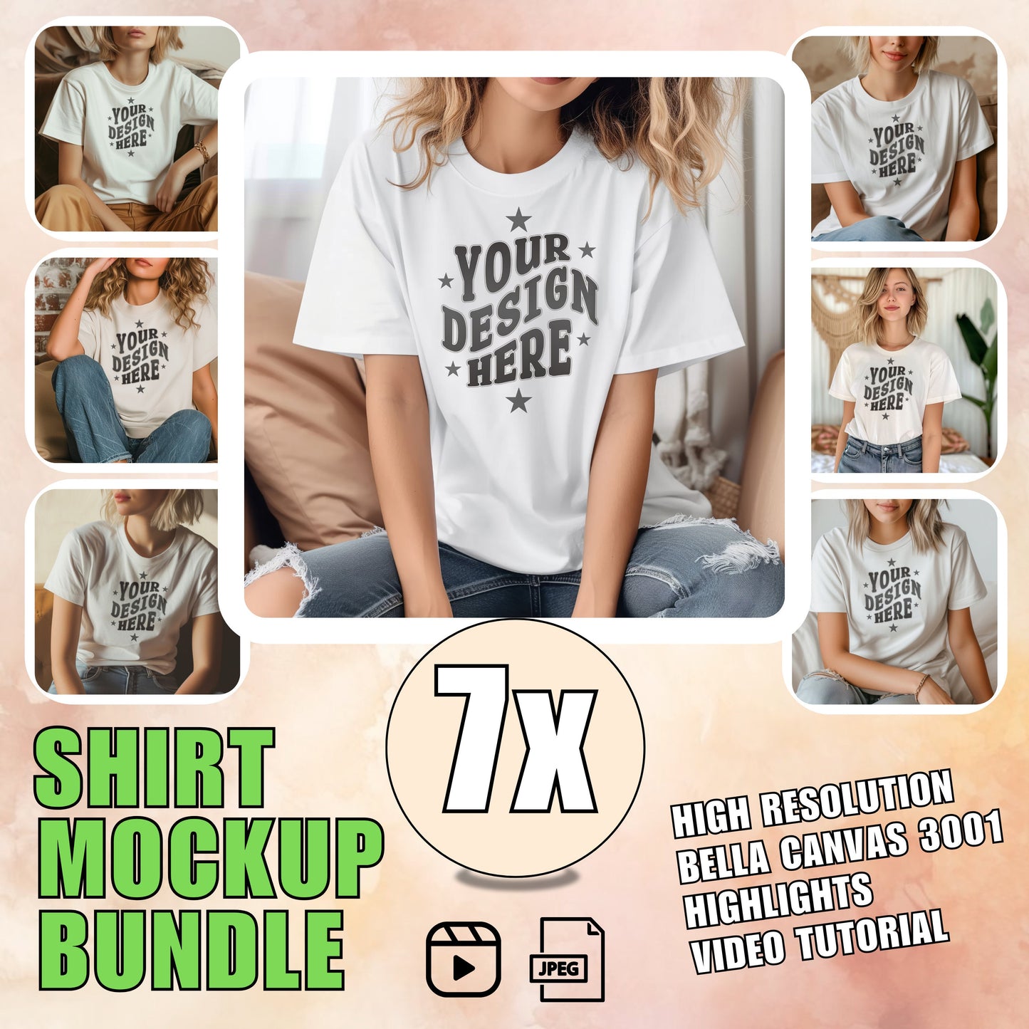 7 Bella Canvas 3001 Mockup Bundle