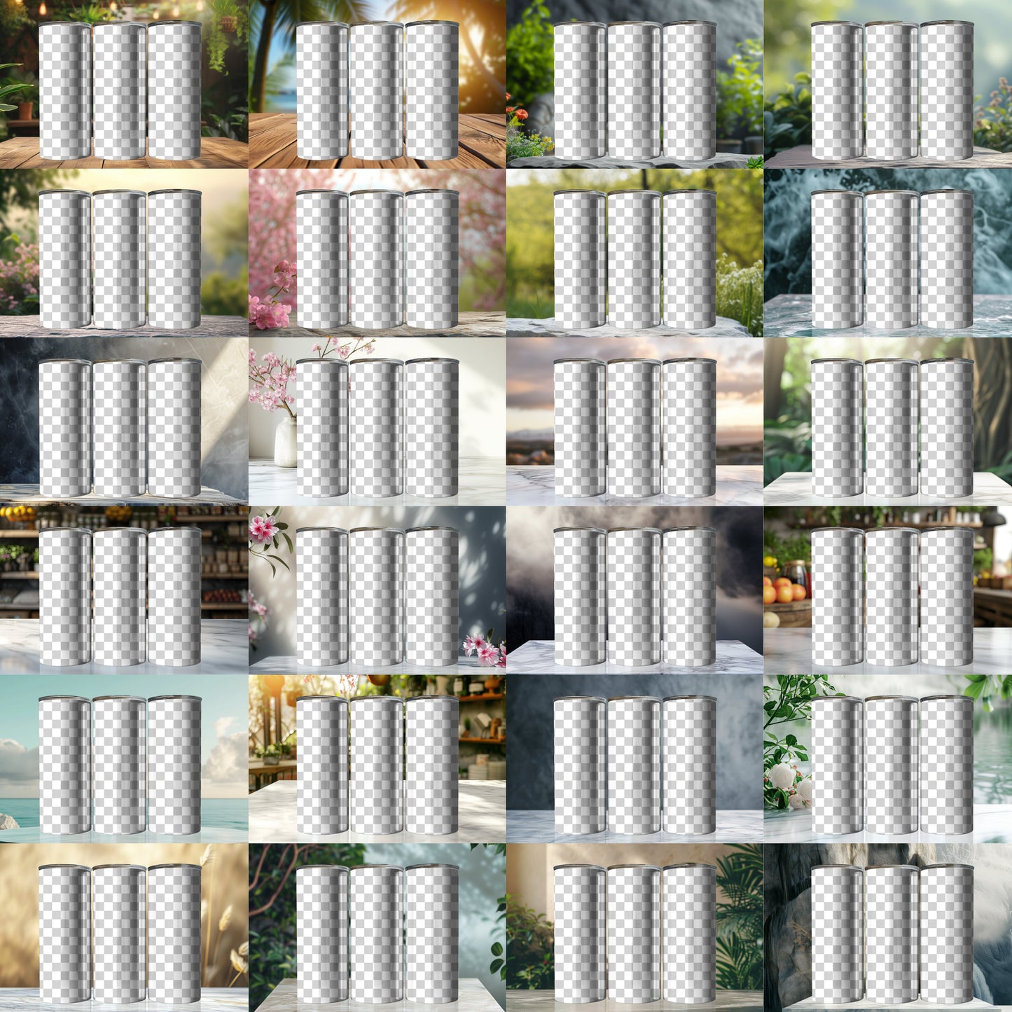20oz Skinny Tumbler Transparent PNG Mock-Up Overlay