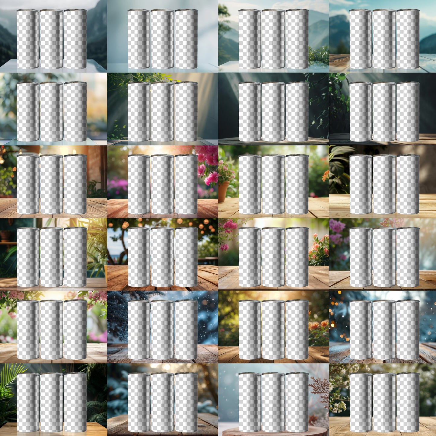 20oz Skinny Tumbler Transparent PNG Mock-Up Overlay