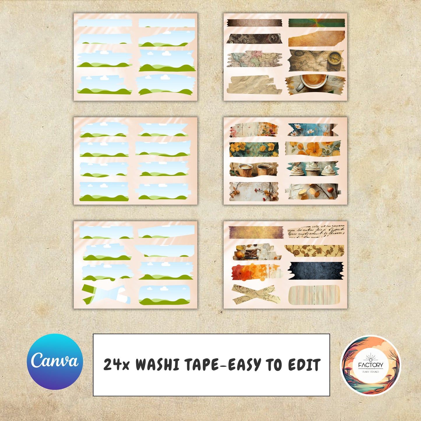 Canva Editable Washi Tape Frames