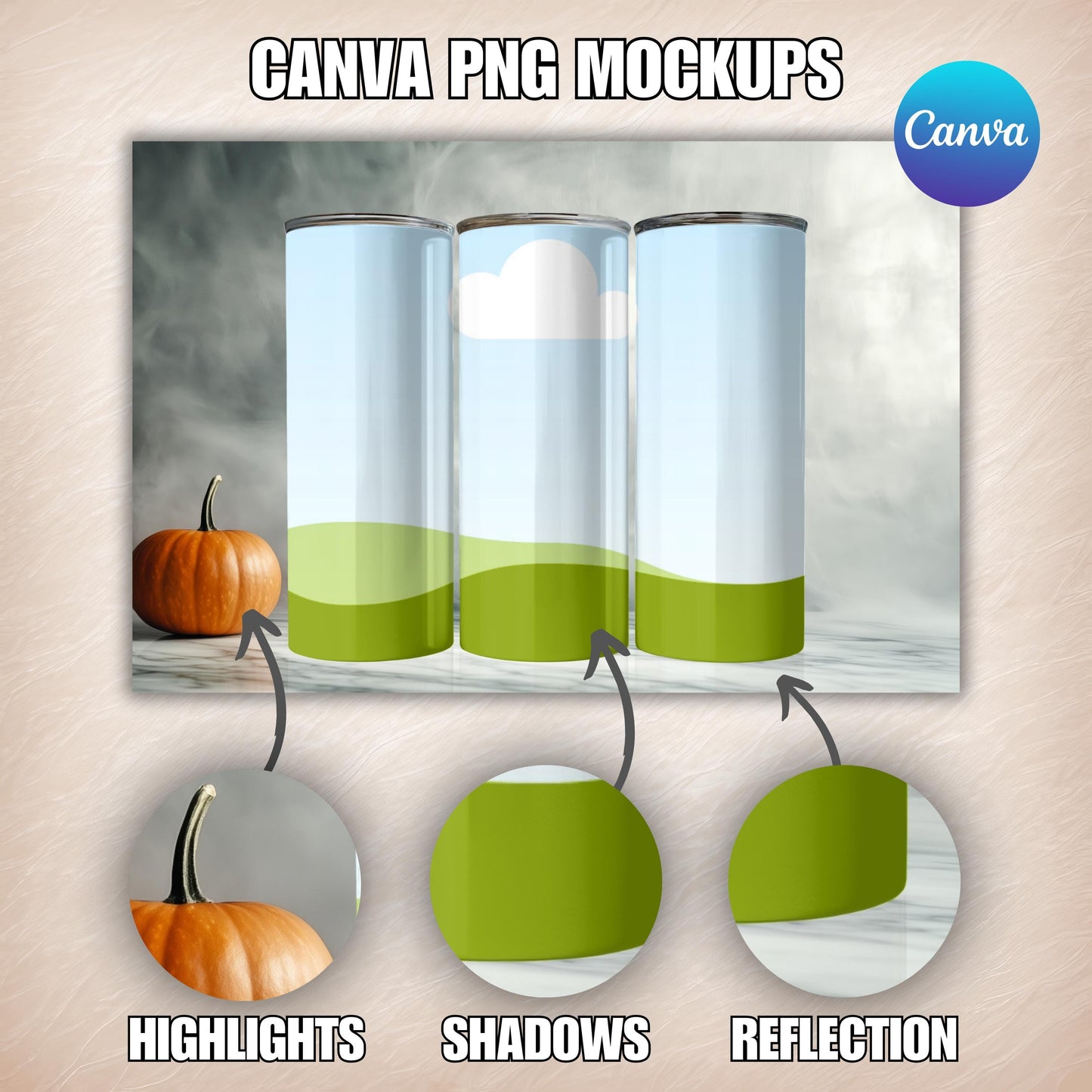 20oz Skinny Tumbler Transparent PNG Mock-Up Overlay