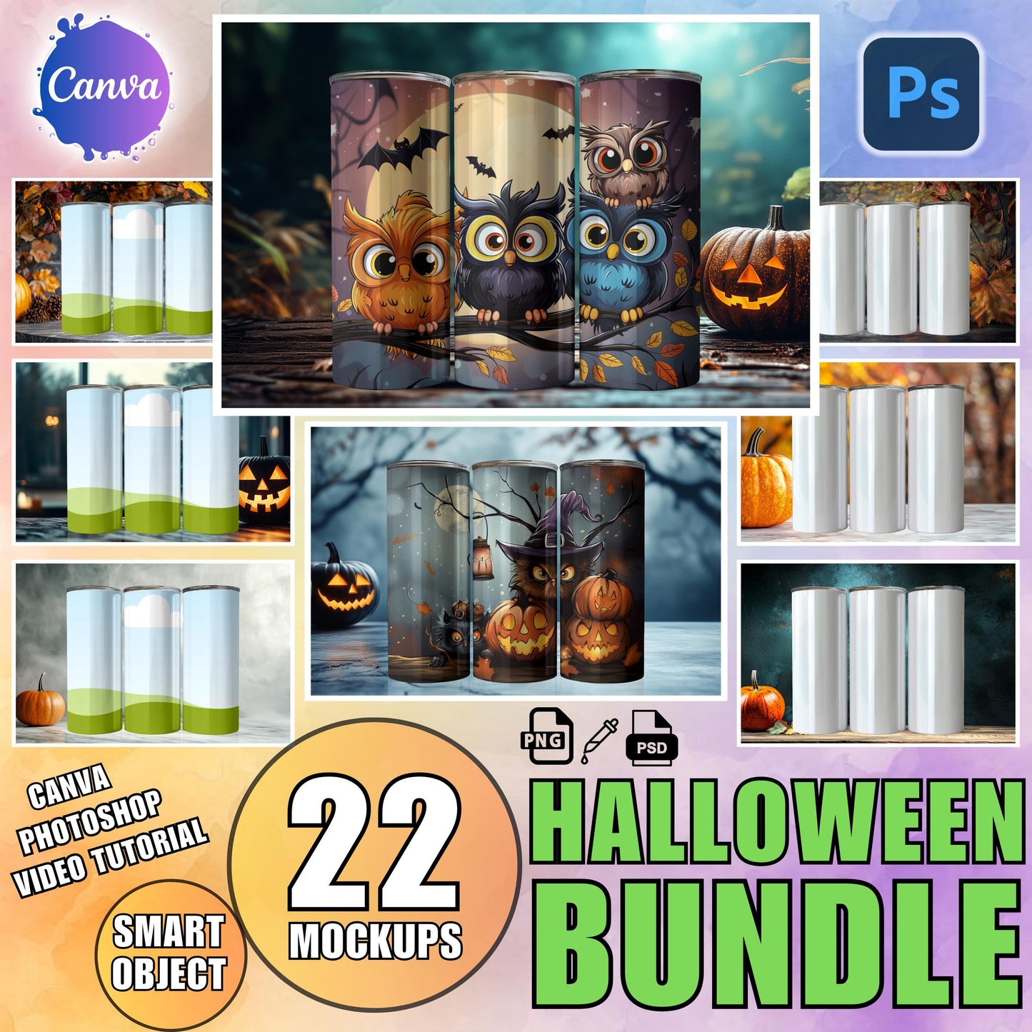 20oz Tumbler Mockup Halloween Canva Tumbler Mockup