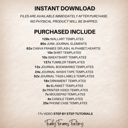 Canva Entire Shop | Canva Templates Drag & Drop Frames | Journal -  Clothes - Wallart