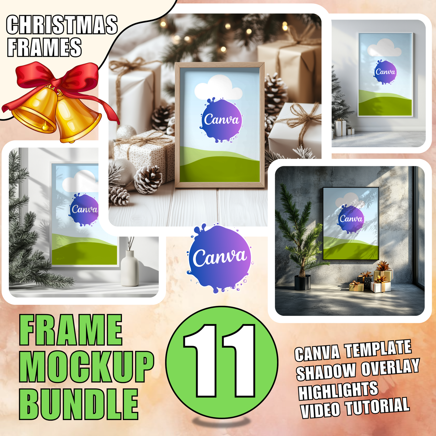 christmas canva frame mockup bundle