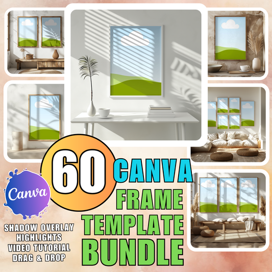 Canva Wallart Mockup Bundle | Canva Frame Template Bundle | Wallart Mockup for Canva Drag and Drop