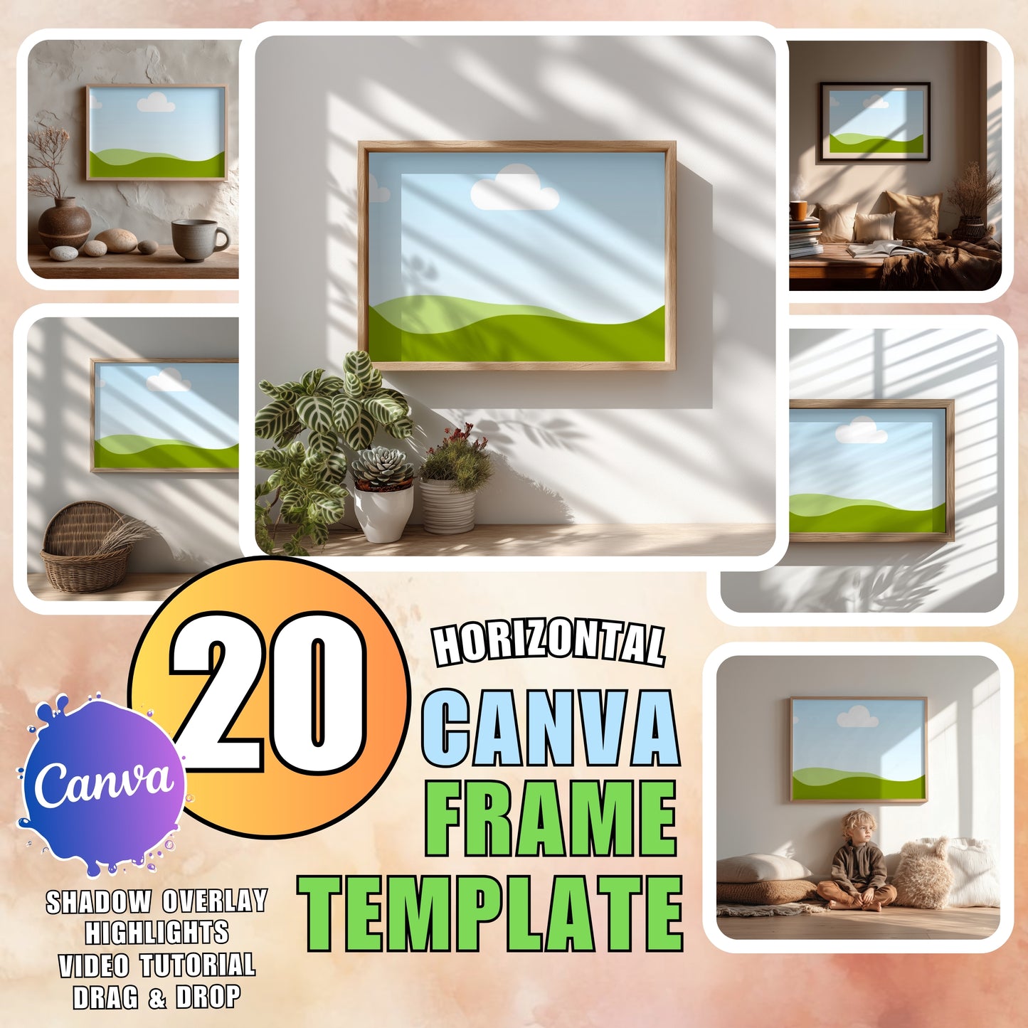 Canva Horizontal Wallart Mockup Bundle 