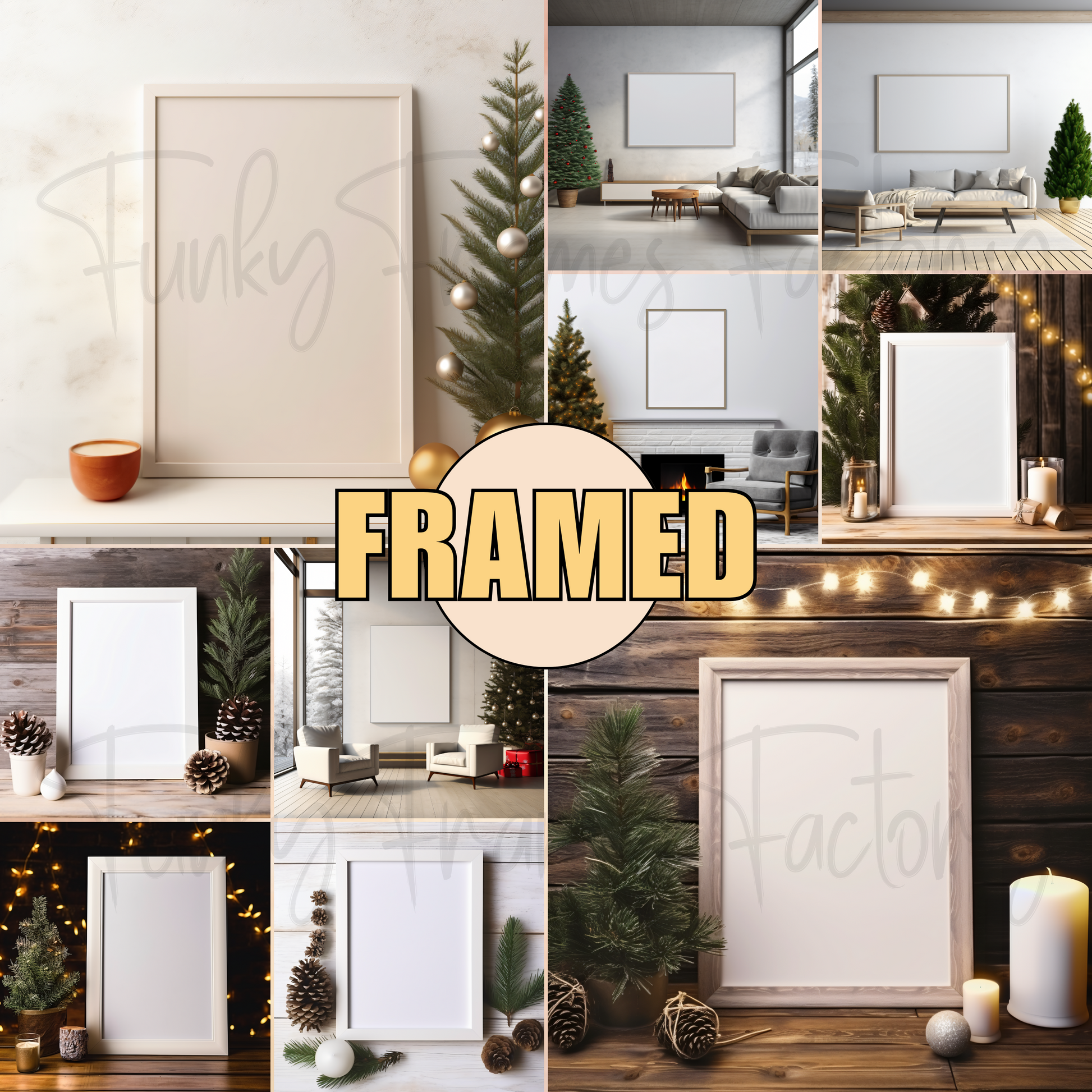 christmas frame mockup wallart bundle