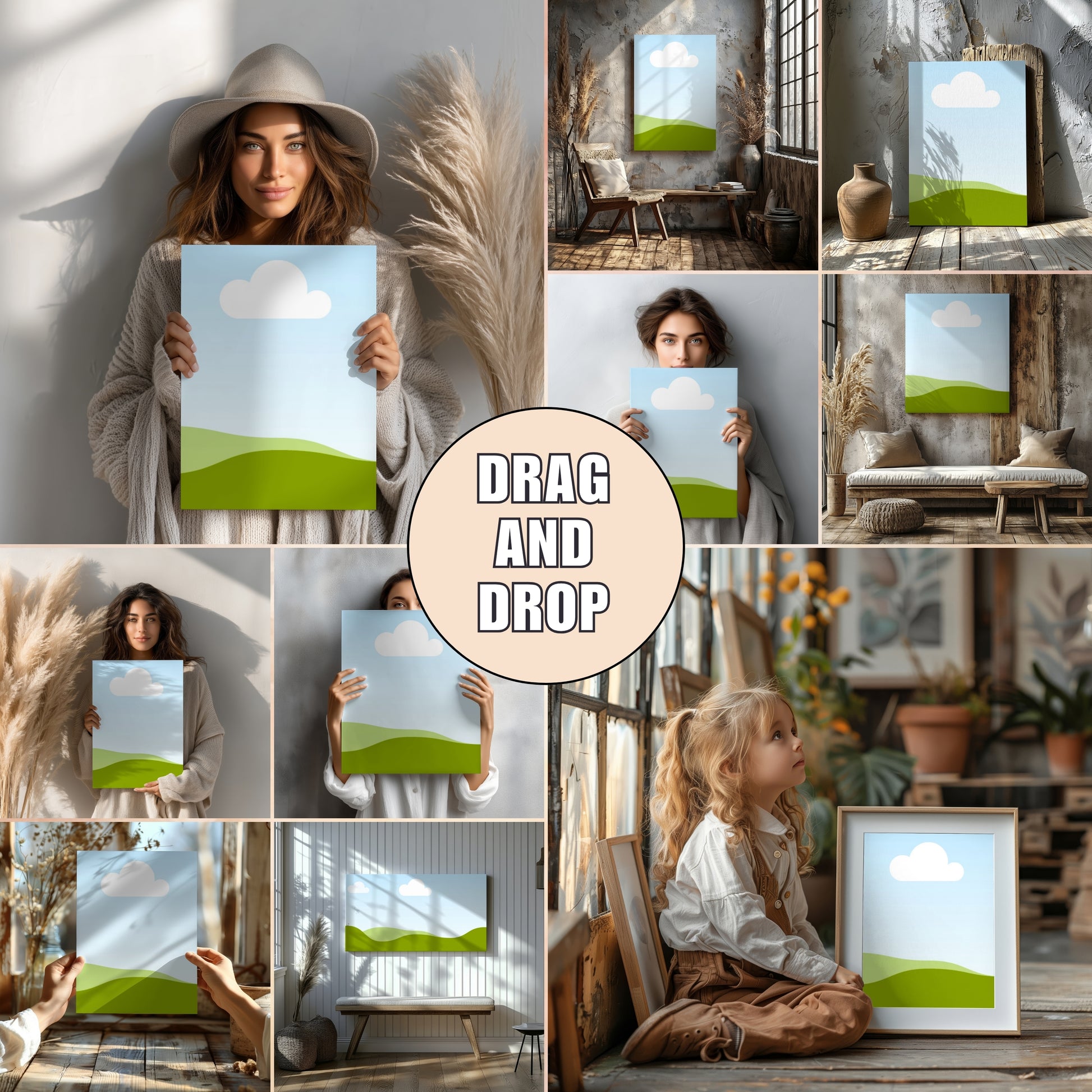 Wallart Mockup for Canva Drag and Drop