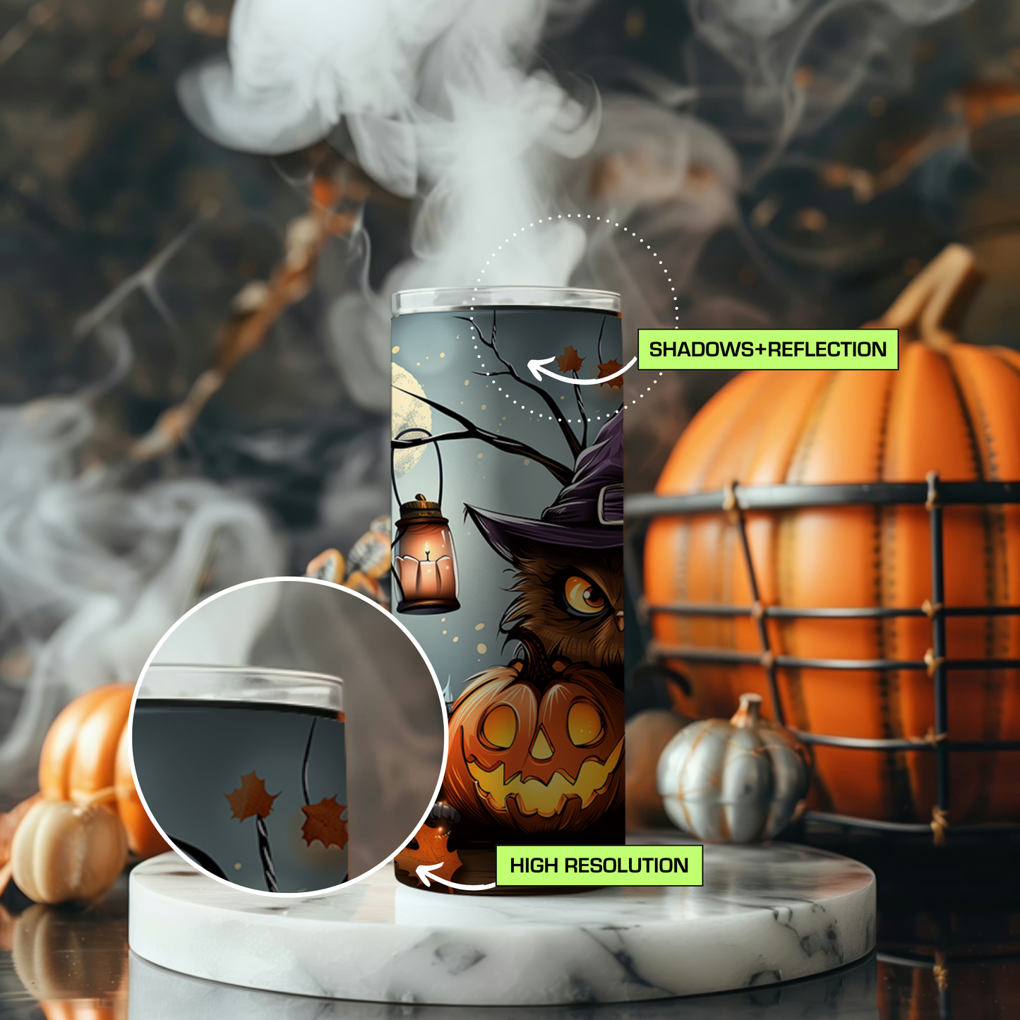 Rotating Tumbler Mockup | Halloween Tumbler Animation Template | Halloween Spinning Tumbler Mockup PSD Tumbler Mockup