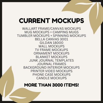 Whole Shop Mockup Bundle Full | Access Digital Product Mockups | Wallart - Mugs - Shirt - Sweatshirt - Tumbler - Video