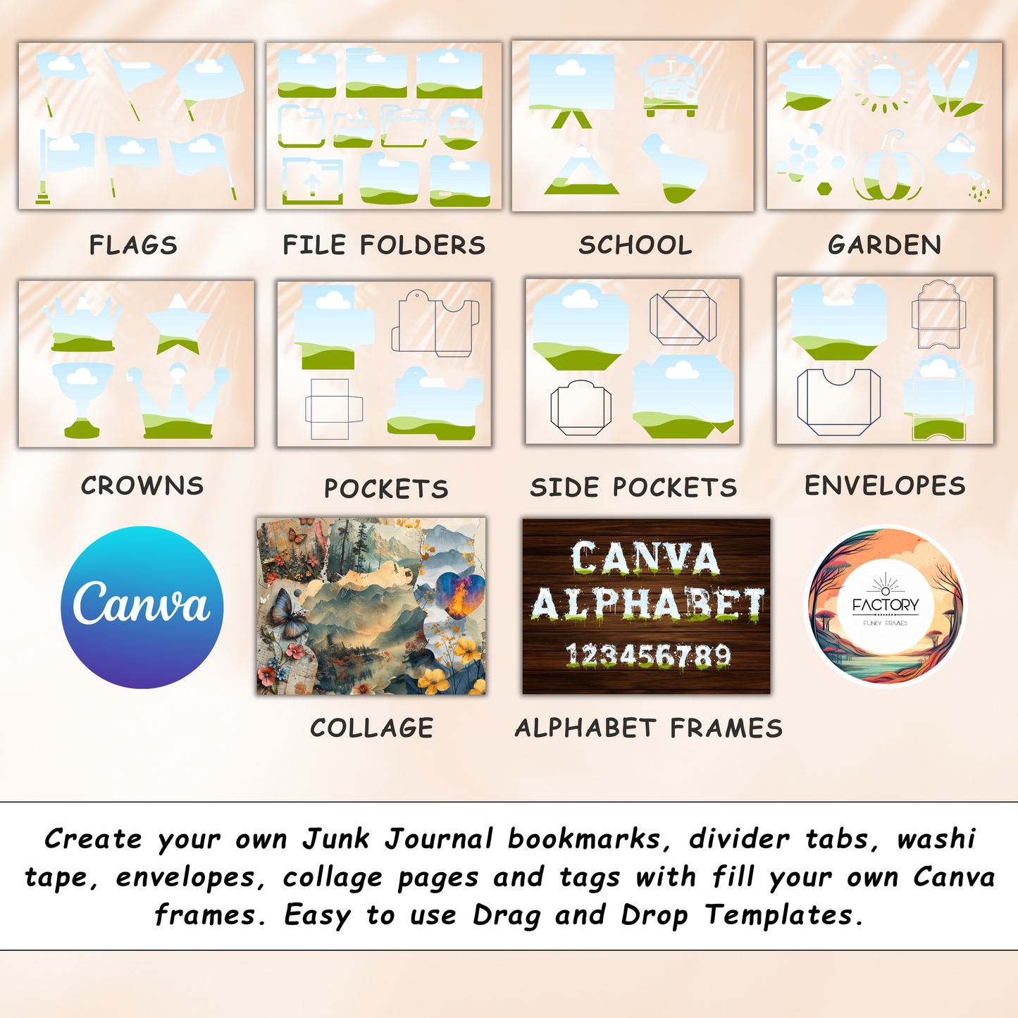 canva junk journal templates collages alphabet templates