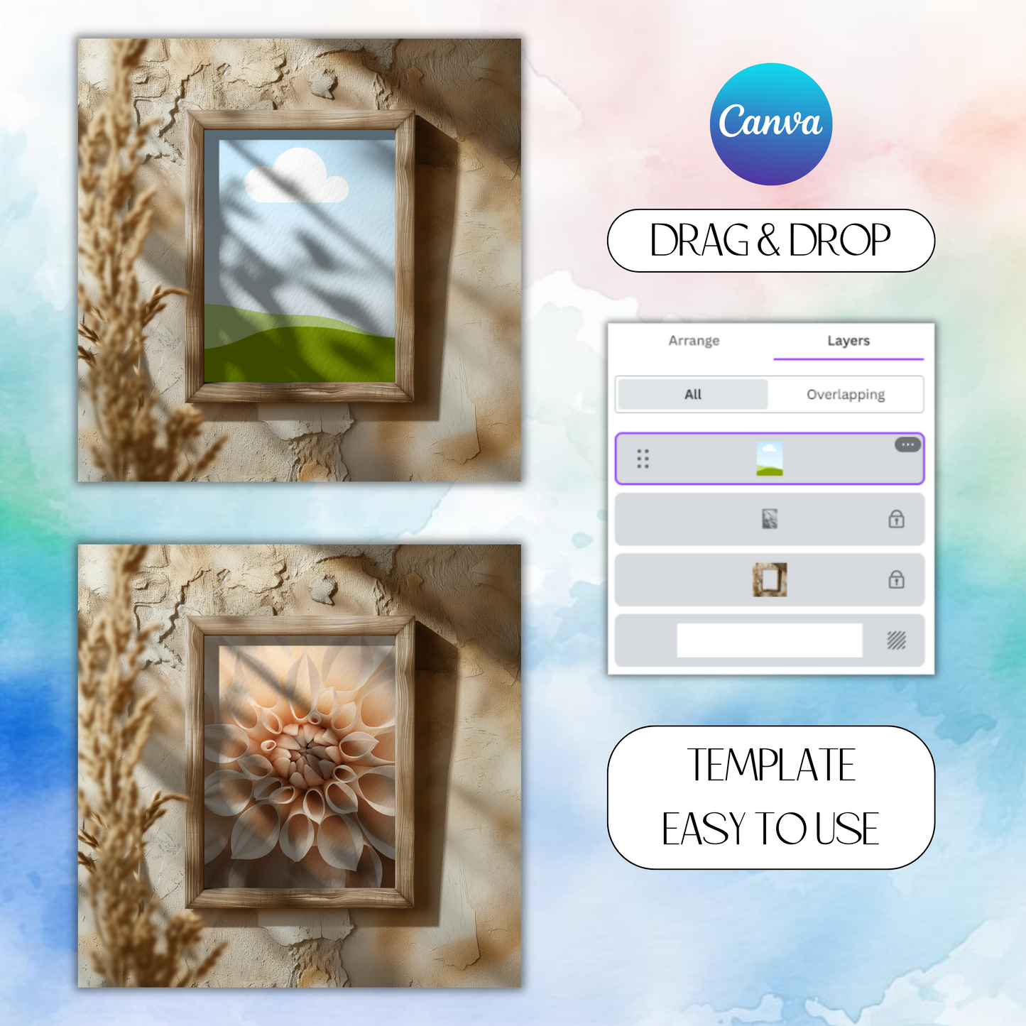 wooden canva frame mockup