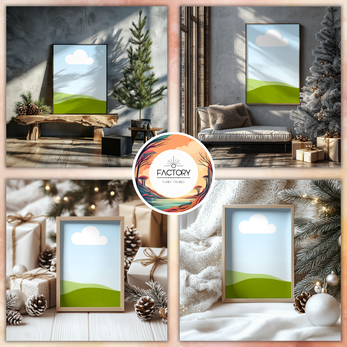 Christmas Wallart Template Bundle | Canva Frame Mockup | Canva Frame Template Bundle | Canva Drag and Drop Frame Mockup