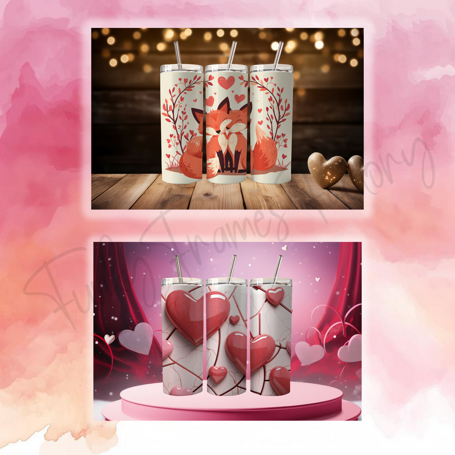 Valentines Tumbler Mockup Bundle | Canva Tumbler Template Bundle | Tumbler PSD Valentines Day Mockup + TUTORIALS