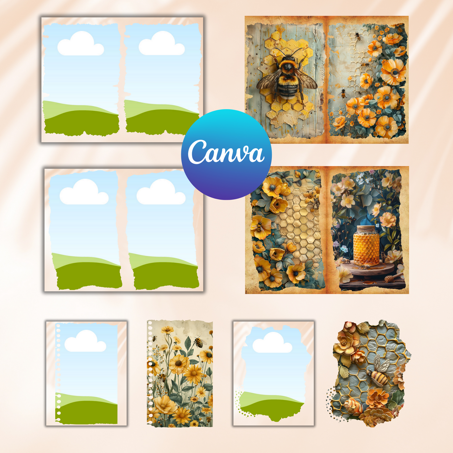 Digital Junk Journal Kit | Canva Junk Journal Template | Junk Journal Creator Canva Frames Kit | DIY Journal