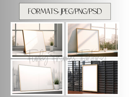 WallArt Frame Mockup Bundle + 10x PSD Wall Mockup Frame in Angle Perspective | Poster Mockup + TUTORIAL