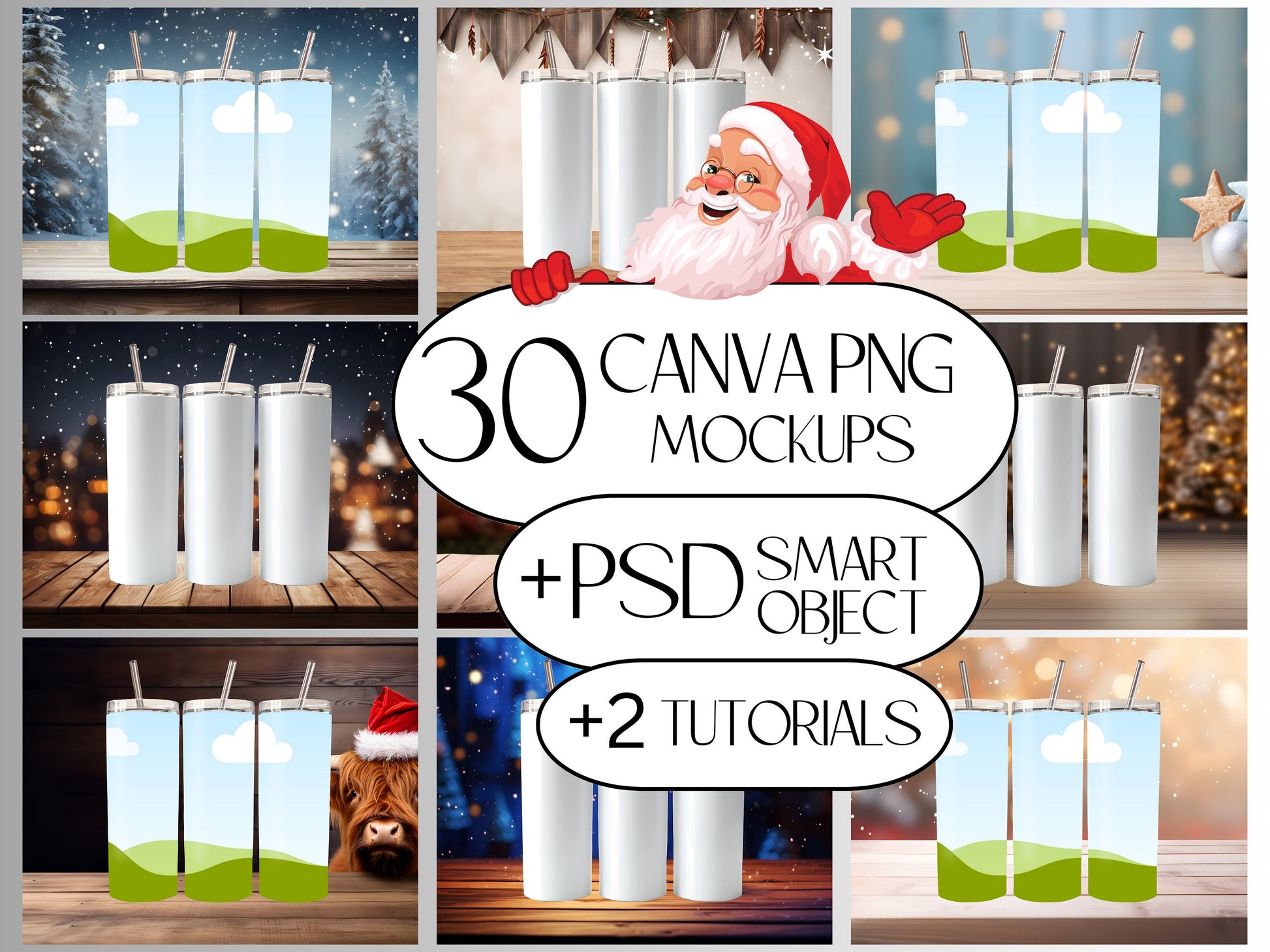 20 Oz Christmas Tumbler Mockup Bundle 