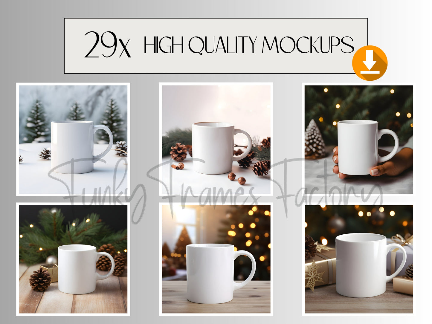 Christmas Mug Mockup Bundle + 11x PSD Mug Templates | Full Front Cover Christmas Cup Mock up Bundle + TUTORIALS