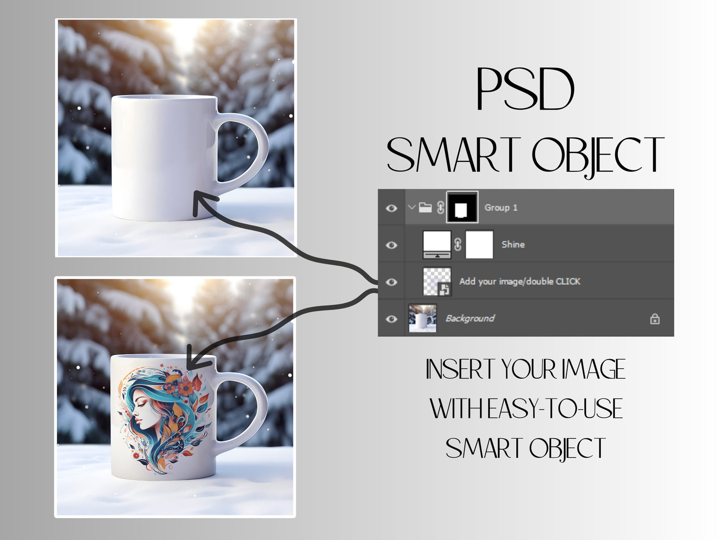 Christmas Mug Mockup Bundle + 11x PSD Mug Templates | Full Front Cover Christmas Cup Mock up Bundle + TUTORIALS