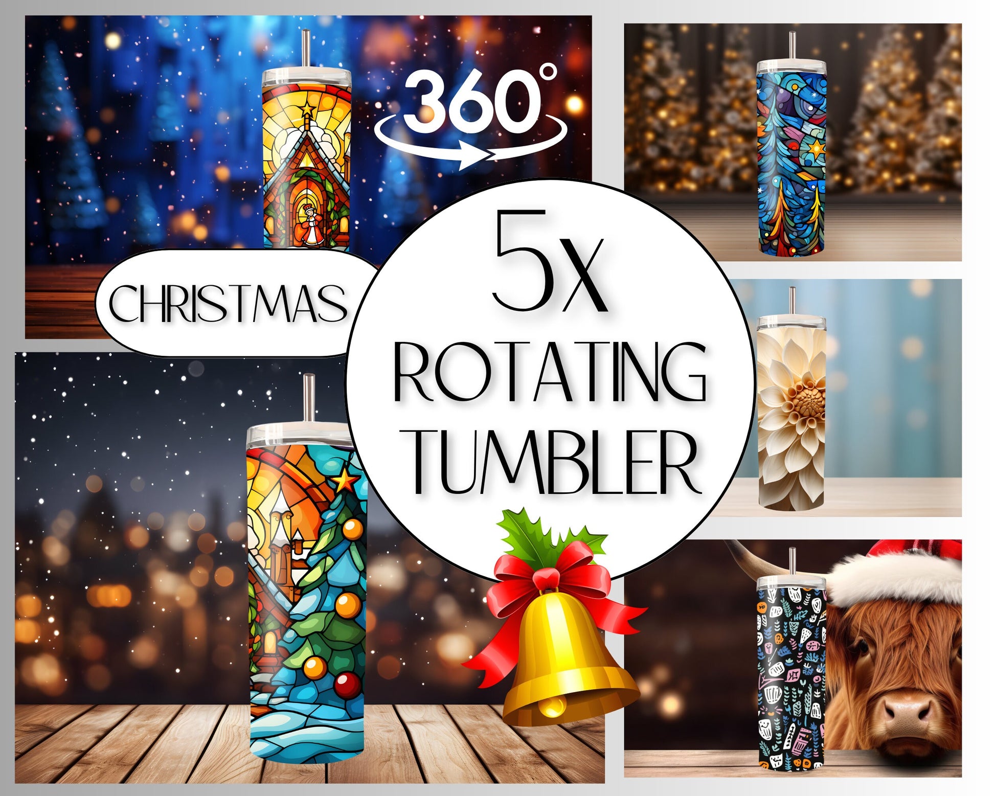 5x Tumbler Spinning Mockup Bundle 