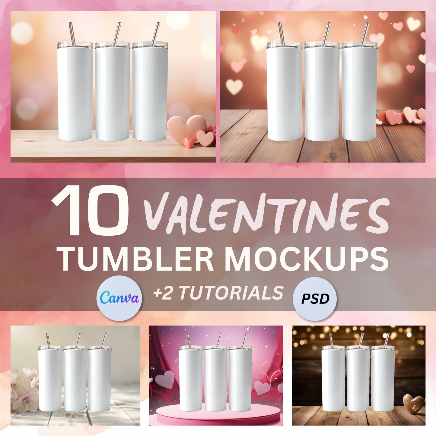 20 Oz Valentine Tumbler Mockup Bundle 