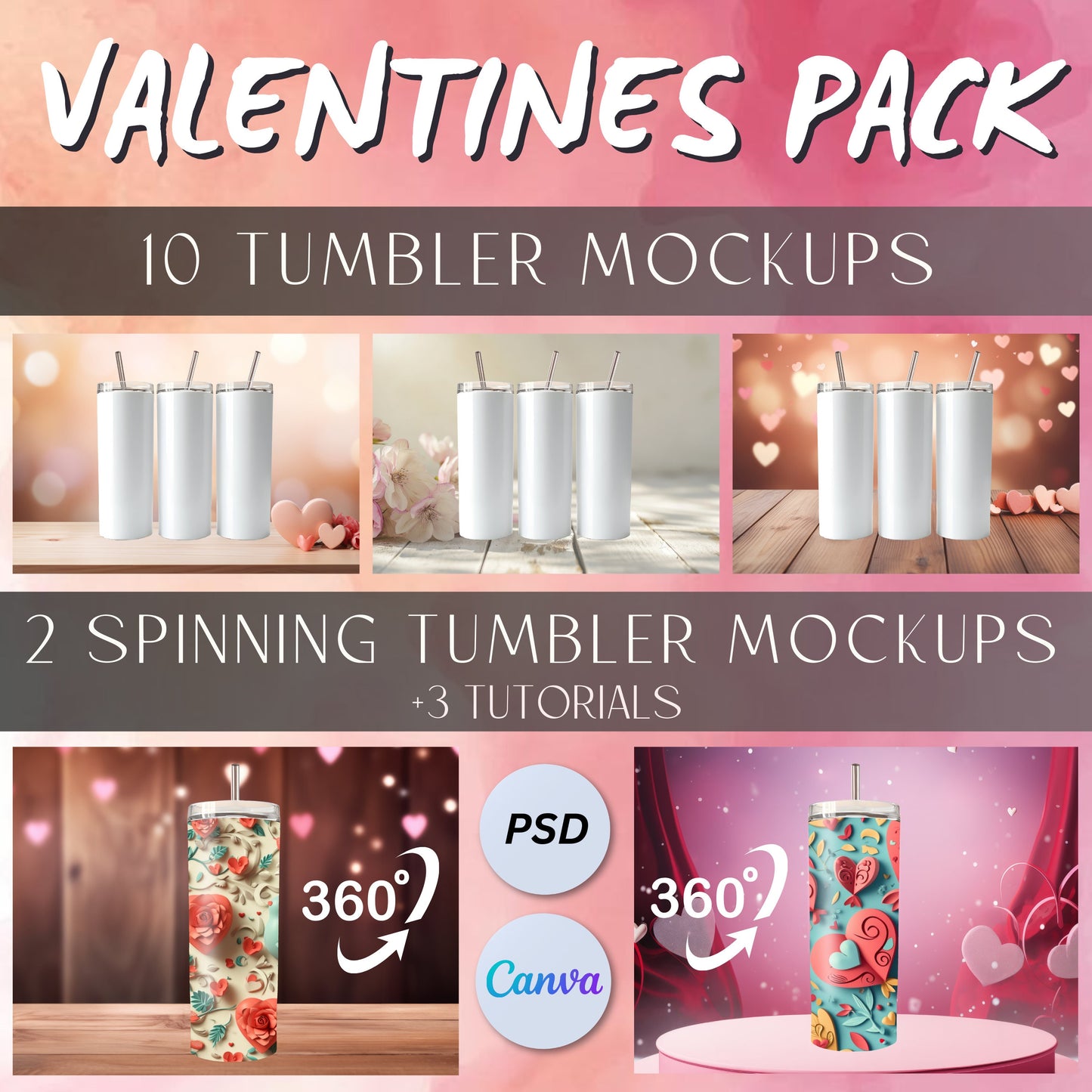 Valentine Tumbler Mockup Bundle 