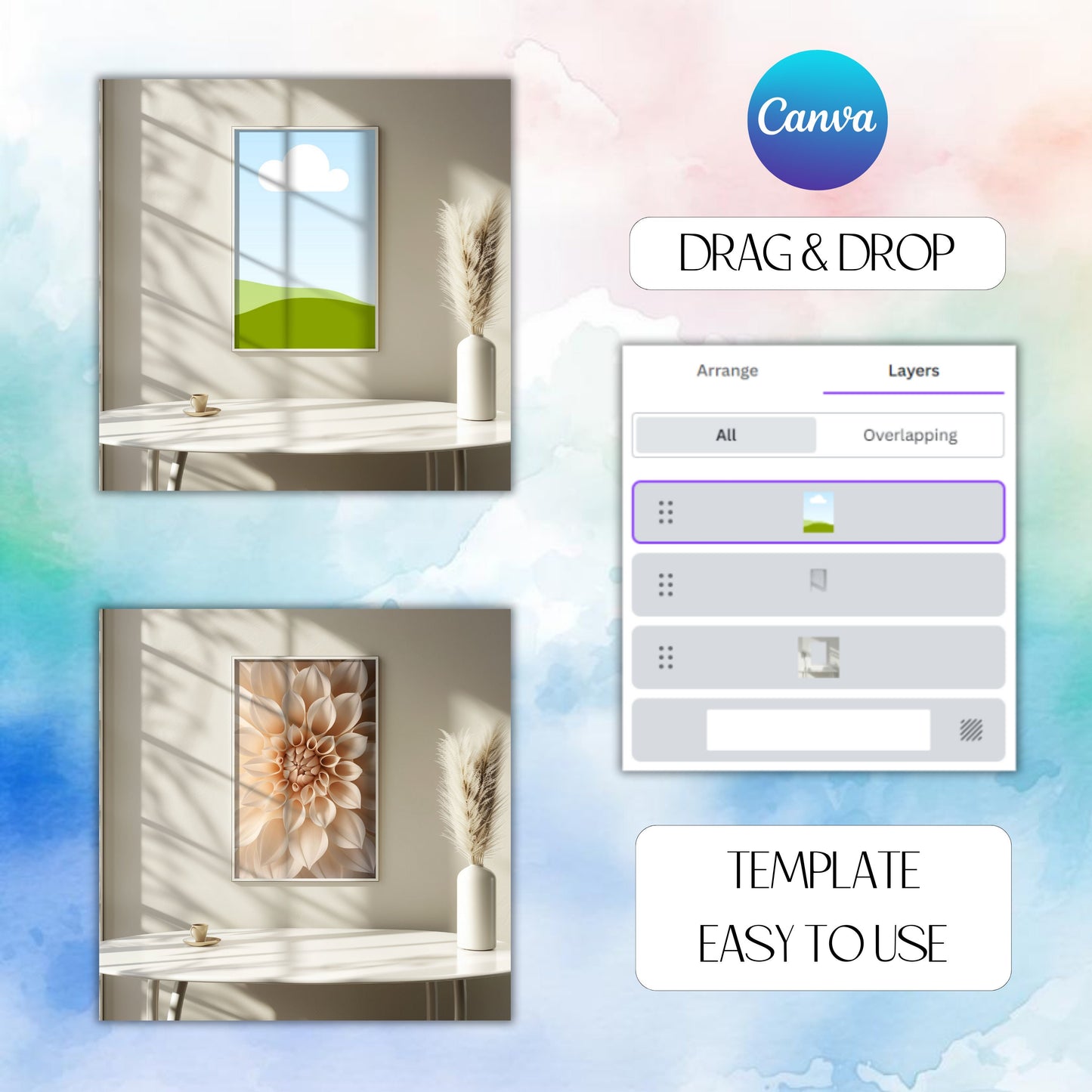 drag and drop canva frame template