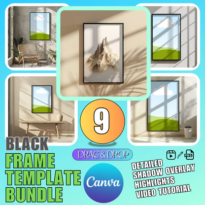 canva black frame template bundle