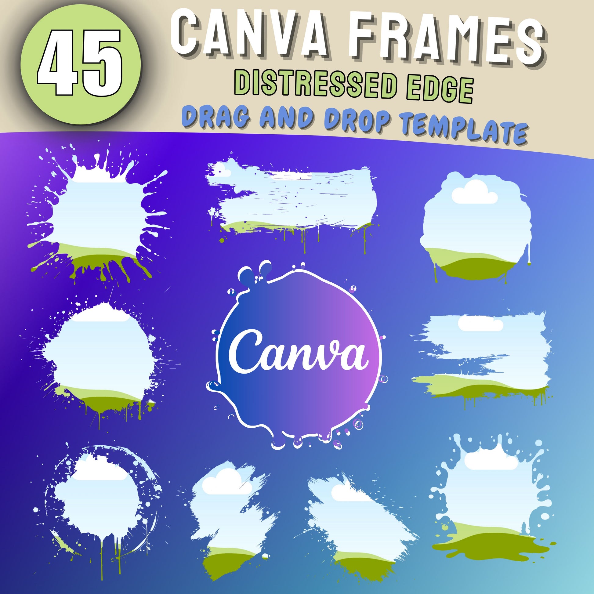 Grunge Canva Frames Splash Bundle 