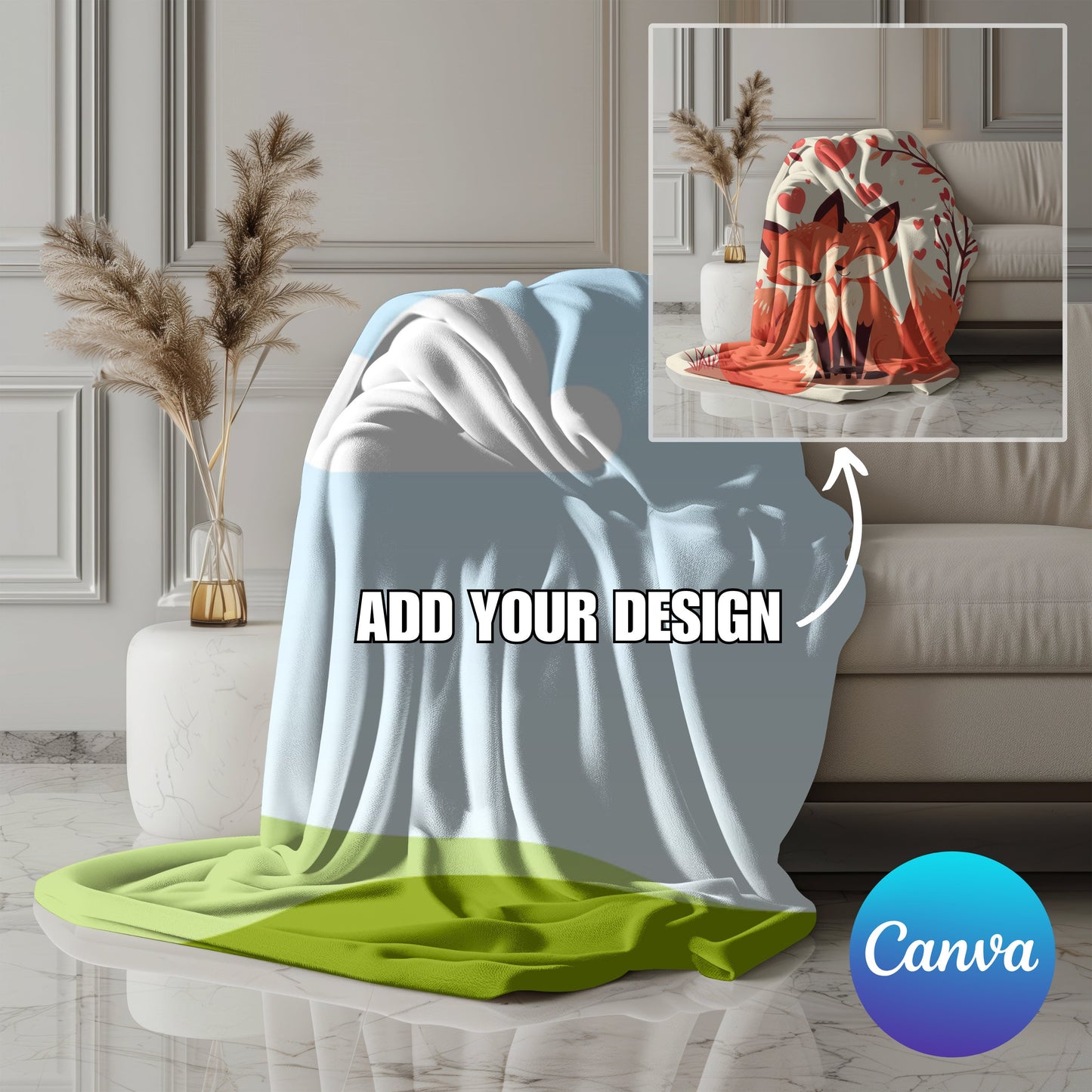 Fleece Blanket Mockup Blanket Canva Mockup Bundle