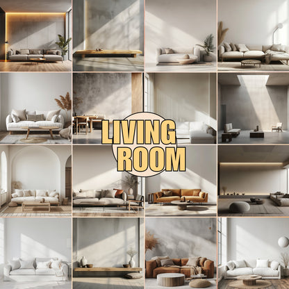 living room wall mockup bundle