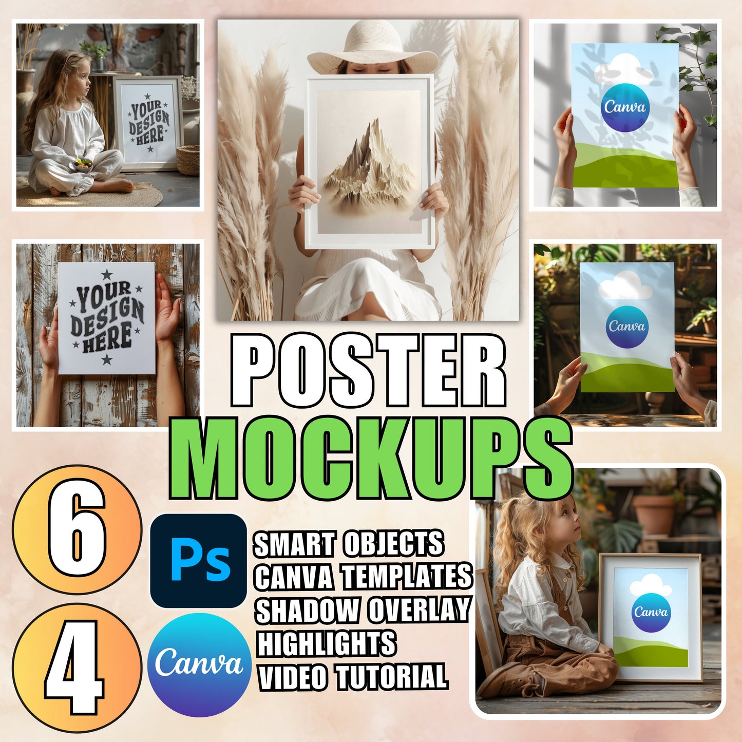 canva poster template psd canvas mockup