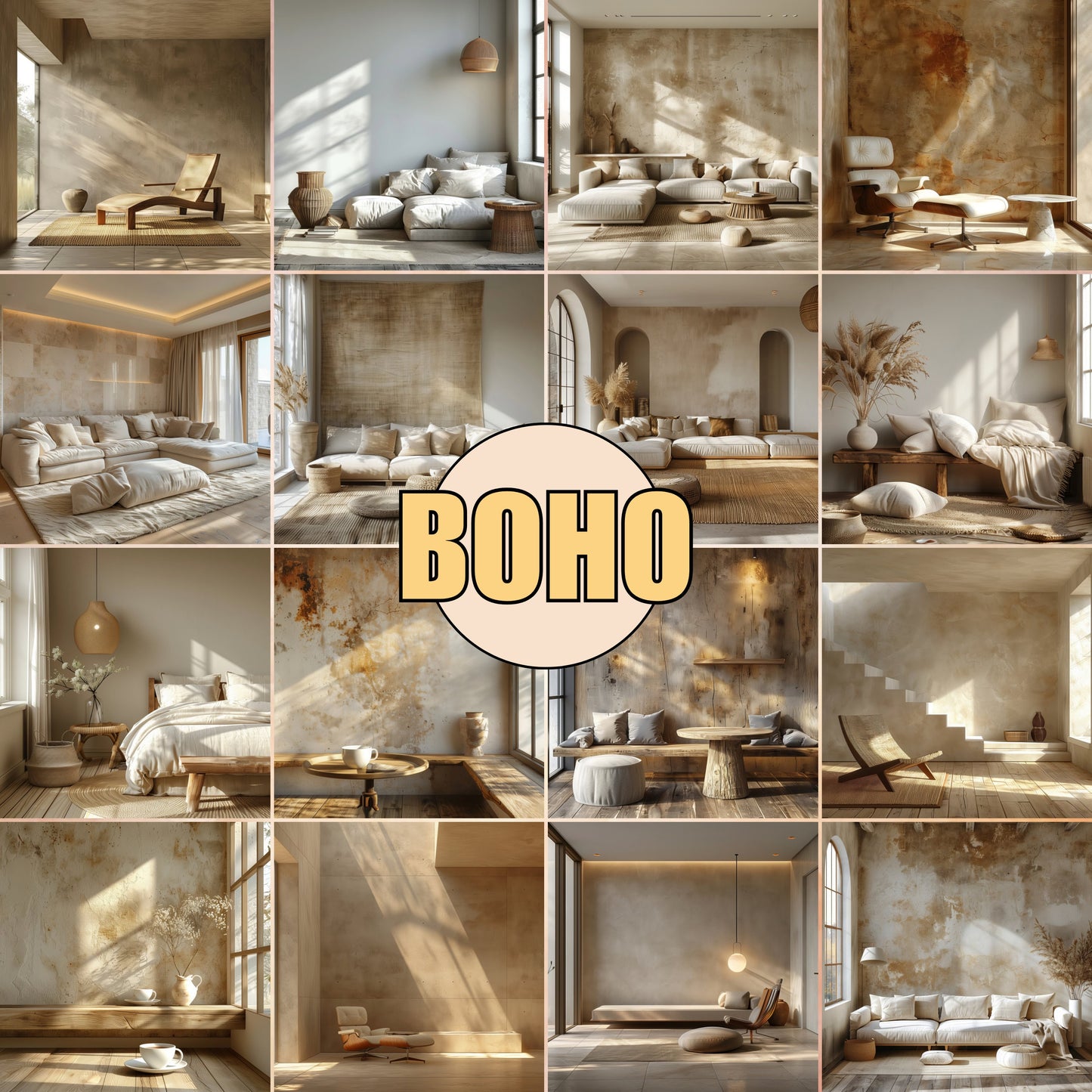 boho wall mockup bundle