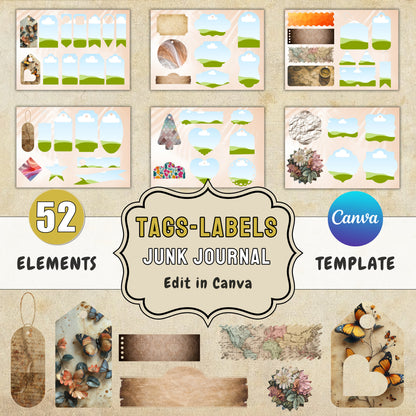 Canva Labels Template Journal Tags Template 