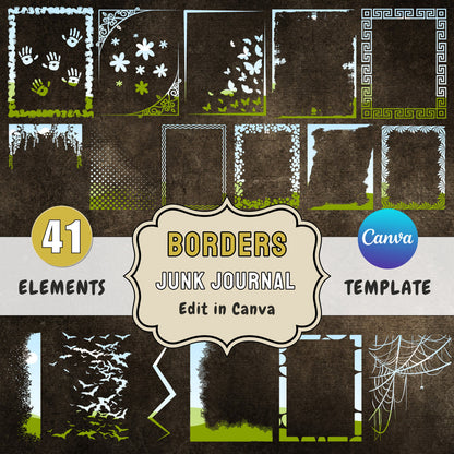 Grunge Borders Canva Frames Template Overlays 