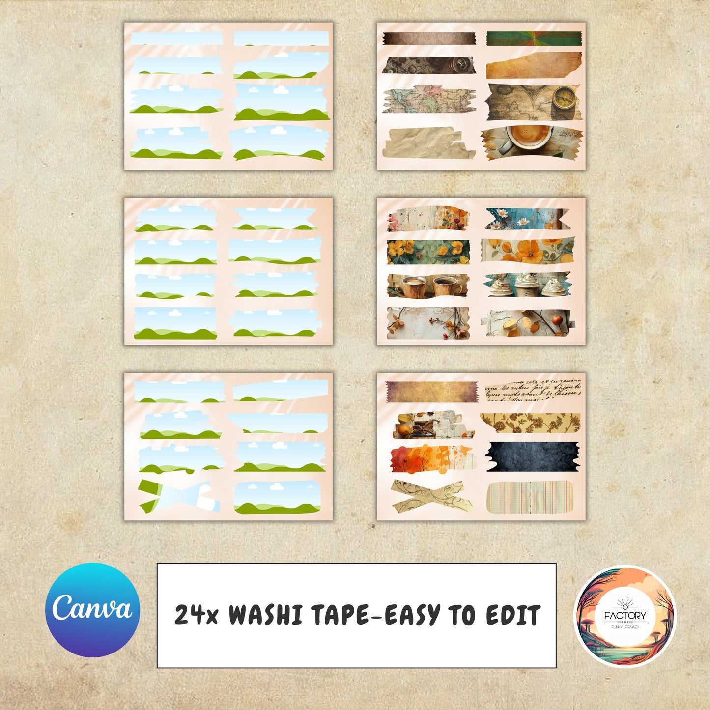 Canva Editable Washi Tape Frames 