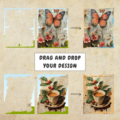 Grunge Borders Canva Frames Template | Canva Drag and Drop Borders | Template Editable Canva Frames