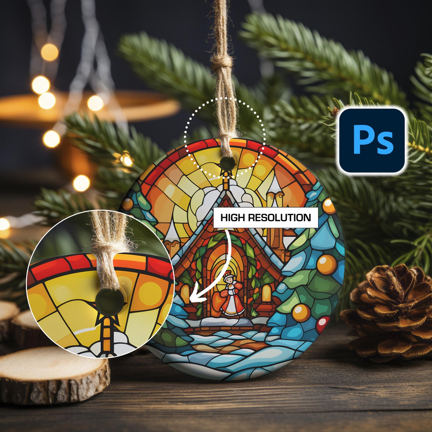 PSD White Ornament Template 