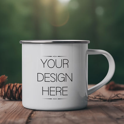 Enamel Mug Mockup Bundle | White Camping Cup Mockup Pack | PSD Coffee Mug Mockup + TUTORIAL